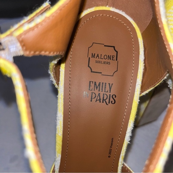 MALONE SOULIERS heels gingham plaid yellow white platform EMILY IN PARIS Camille - Picture 9 of 14